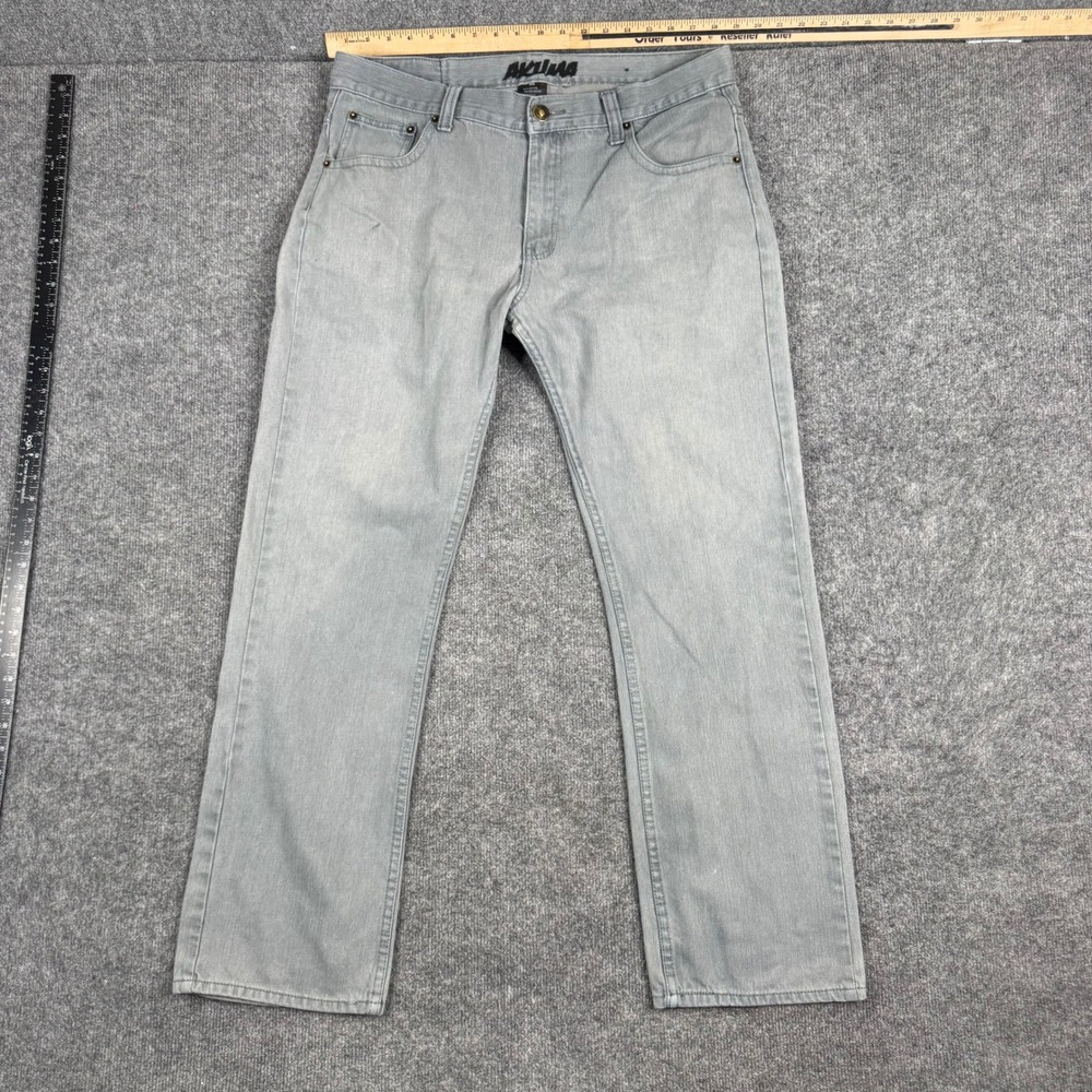 Akuma Jeans Mens Size 36 Grey Straight Leg Casual Solid Denim Pants